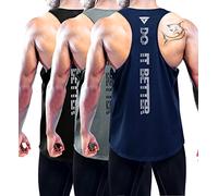 3er Pack Herren Tank Top, Leicht Ärmelloses Shirt Fitness Achselshirt Muskelshirt Atmungsaktive Bodybuilding Sleeveless Shirt Funktionsshirt Sport Laufshirt für Männer Black/Dark Gray/Navy-3P04-M