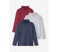 3er-Pack Jungen Langarm-Rollkragenshirts BASIC blau mehrfarbig Gr. 98/104 von Vertbaudet