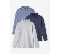 3er-Pack Jungen Langarm-Rollkragenshirts BASIC pack hellgrau meliert Gr. 128 von Vertbaudet