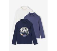 Vertbaudet 3er-Pack Jungen Rollkragenshirts Marine 140