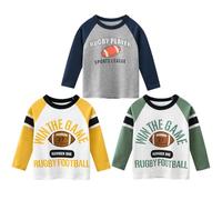 3er Pack Jungen Langarmshirt T Shirt Baby Kinder Jungen Rundhals Langarmshirt Baumwolle Shirt Dinosaurier Wagen Drucken T-Shirt Tops Kinder Shirt 1-7 Jahre Hai 130