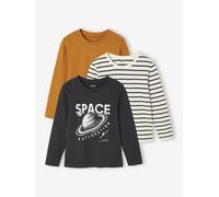 3er-Pack Jungen Langarmshirts BASIC grau Gr. 110 von Vertbaudet