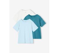 3er-Pack Jungen T-Shirts BASIC uni himmelblau Gr. 152 von vertbaudet