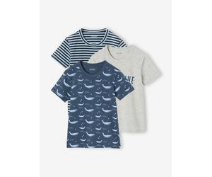 3er-Pack Jungen T-Shirts mit Walmotiv BASIC aquablau Gr. 128 von vertbaudet