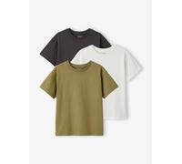 3er-Pack Jungen T-Shirts unifarben Bio-Baumwolle BASIC olivgrün Gr. 116 von Vertbaudet
