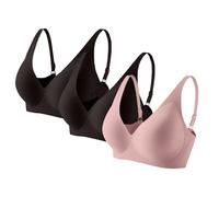 3er Pack Komfort Nahtlos BHS Damen Set Klassische BH Ohne Bügel Sport BH P-ush Up mit Verstellbarem Bustier Große Brüste Unterwäsche Starker Halt Trainings Schlaf BHS Gepolstert für Alltag Yoga