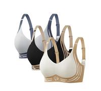 3er Pack Komfort Nahtlos BHS Damen Set Klassische BH Ohne Bügel Sport BH P-ush Up mit Verstellbarem Bustier Große Brüste Unterwäsche Starker Halt Trainings Schlaf BHS Gepolstert für Alltag Yoga