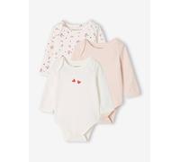 3er-Pack Langarm-Bodys Baby Bio-Baumwolle wollweiß Gr. 92/98 von Vertbaudet