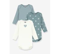 3er-Pack Langarm-Bodys Baby PETIT BATEAU, Baumwolle weiß Gr. 86