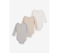3er-Pack Langarm-Bodys Schlupfform Baby HUGGIES, Bio-Baumwolle beige Gr. 68