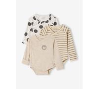 3er-Pack Langarm-Wickelbodys für Neugeborene wollweiß Gr. 74 von vertbaudet