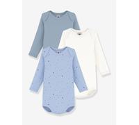 3er-Pack Langarmbodys Baby PETIT BATEAU blau Gr. 74