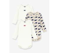 3er-Pack Langarmbodys Baby PETIT BATEAU weiß Gr. 62