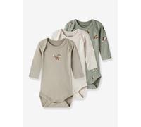 3er-Pack Langarmbodys FUCHS Jungen Baby NAME IT graugrün Gr. 74