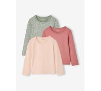3er-Pack Langarmshirts mit Picotkante Mädchen altrosa Gr. 116 von Vertbaudet