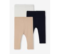 3er-Pack Leggings Baby gerippt wollweiß Gr. 56 von Vertbaudet