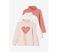 3er-Pack Mädchen Rollkragenshirts BASIC pfirsich Gr. 146/152 von Vertbaudet