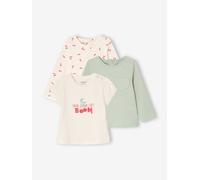 3er-Pack Mädchen Shirts, Langarm & Kurzarm Bio-Baumwolle BASIC wollweiß Gr. 92/98 von Vertbaudet