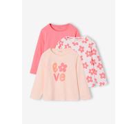 3er-Pack Mädchen Shirts mit Print BASIC rosa Gr. 92/98 von vertbaudet