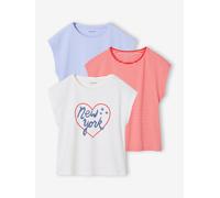 3er-Pack Mädchen T-Shirts BASIC hellblau Gr. 98/104 von vertbaudet