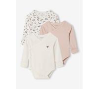 3er-Pack mitwachsende Baby Bodys Bio-Baumwolle rosa Gr. 68 von Vertbaudet