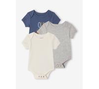 3er-Pack mitwachsende Baby Schlupfbodys mit kurzen Ärmeln grau Gr. 62 von vertbaudet