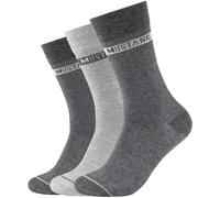 3er Pack Mustang Casual Baumwolle Crew Socken Herren 9703 - dark grey mix 47-49
