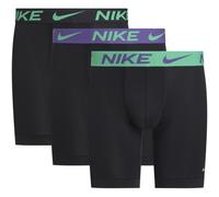 Boxer NIKE UNDERWEAR "BOXER BRIEF LONG 3PK", Herren, Gr. XL, blk grn shck, wild vlet, blk txtrd wb, Jersey, Obermaterial: 92% Polyester, 8% Elasthan, unifarben, kontrastfarbene Details, körpernah, Unt