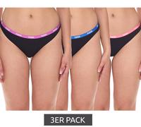 3er Pack PUMA String-Tanga Damen Slips Unterwäsche-Set Baumwoll-Slips 701224757 001 Schwarz L