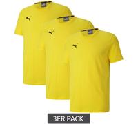 3er Pack PUMA TeamGoal 23 Casual Kinder Sport-Shirt für Jungen & Mädchen Baumwoll T-Shirt mit Logo-Stickerei 656709 07 Gelb 176
