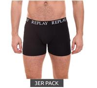 3er Pack REPLAY Herren Retro Boxershorts Baumwoll-Unterwäsche I101102-002 N011 Schwarz S