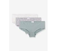 Sanetta Mädchen-Hipster (Dreierpack) grün, weiß & grau mit Punkten | Hochwertige und nachhaltige Unterhose für Mädchen aus Baumwoll-Mix.