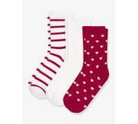 3er-Pack Socken mit Herzmotiv PETIT BATEAU, Mädchen rot Gr. 27/30
