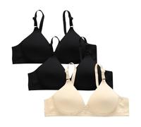 3er Pack Sport Nahtlos BHS Damen Set Klassische BH Ohne Bügel Komfort BH P-ush Up mit Verstellbarem Bustier Große Brüste Unterwäsche Starker Halt Trainings Schlaf BHS Gepolstert für Alltag Yoga