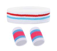 3er-Pack Sport-Stirnband-Armband-Set, gestreiftes Schweißband-Set, Sport-Stirnband-Set für Männer und Frauen, geeignet für Sport und Bewegung (1 Stück Stirnband, 2 Stück Armbänder)