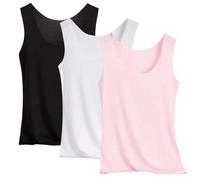 3er Pack Tank Top Damen Unterhemd Stretch Basic Tops Ärmellos Sommer Unterwäsche Hemden Enges Top Leicht Tanktop Sport Unterhemden Mädchen