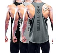 3er Pack Tank Top Herren, Sommer Ärmelloses Muskelshirts Gym Sport Unterhemd Funktionsshirt Workout Tanktop, Fitness Achselshirts Bodybuilding Tee Shirt für Männer Black/Gray/Dark Grey-3P06-M