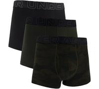 Boxershorts UNDER ARMOUR "Boxershort UA PERFORMANCE COTTON - PRINT 3 INCH 3er Pack", Herren, Gr. L, bunt (schwarz, dunkelgrün), Obermaterial: 57% Baumwolle CO. 38% Polyester PES. 5% Elasthan EL., Unte