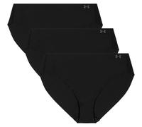 Under Armour Damen Pure Stretch No Show Bikini, 3er-Pack Mikrofaser Unterwäsche, Schwarz, L