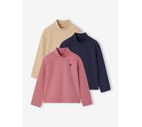 3er-Pack Unterziehshirts mit Stehkragen Mädchen BASIC malve Gr. 116 von Vertbaudet