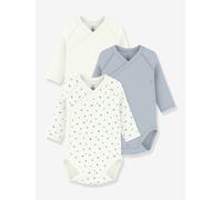 Petit Bateau 3er-Pack Wickelbodys langarm Herzen 68 natur/blau