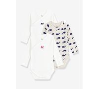 3er-Pack Wickelbodys mit langen Ärmeln Baby PETIT BATEAU, Baumwolle weiß Gr. 74