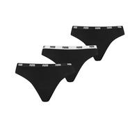 PUMA Damen Unterwäsche Unterhosen 3 String Thong im Vorteilspack (Black, S)