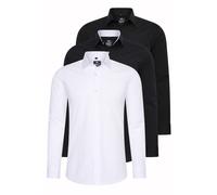 Langarmhemd RUSTY NEAL "Langarm", Herren, Gr. XXL, EURO-Größen, schwarz-weiß (weiß, schwarz), 60% Baumwolle, 37% Polyester, 3% Elasthan, unifarben, casual, Langarm, Hemden, im Slim-Fit geschnitten (30