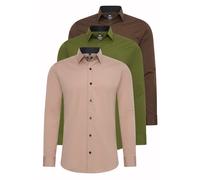 Langarmhemd RUSTY NEAL "Langarm", Herren, Gr. 5XL, EURO-Größen, bunt (natur), 60% Baumwolle, 37% Polyester, 3% Elasthan, unifarben, Hemden, im Slim-Fit geschnitten (37570542-5XL) natur