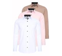 Langarmhemd RUSTY NEAL "Langarm", Herren, Gr. 6XL, EURO-Größen, bunt (weiß, rosa), 60% Baumwolle, 37% Polyester, 3% Elasthan, unifarben, Hemden, im Slim-Fit geschnitten (94099553-6XL) weiß, rosa