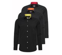 Langarmhemd RUSTY NEAL "Langarm", Herren, Gr. M, EURO-Größen, schwarz (schwarz, gelb), 60% Baumwolle, 37% Polyester, 3% Elasthan, unifarben, Hemden, im Slim-Fit geschnitten (31298742-M) schwarz, gelb