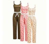 3er/Set Erdbeermuster Camisole und Shorts Pyjama Set Damen Pyjama Set Sommer Pyjama Set Erdbeere Pyjama Set süßes Pyjama Set Schlafanzug Set Damen für