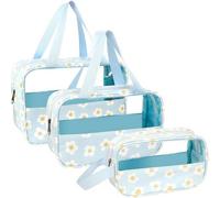 3er Set Kulturbeutel PVC Transparent Wasserdicht Schwarz