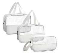 3er Set Kulturbeutel PVC Transparent Wasserdicht Weiß
